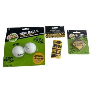 NIP Amscan Senior Moments Joke Gifts - Mid-Life Crisis Button and Golf Balls
